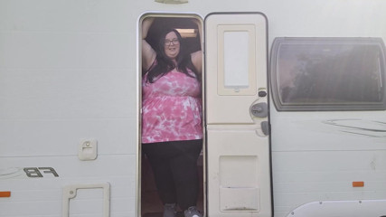 SSBBWLadyBrads: SSBBW Vs Tiny caravan door