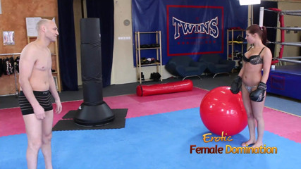Erotic Female Domination: Dominant teen beats the fuck out of weak male
