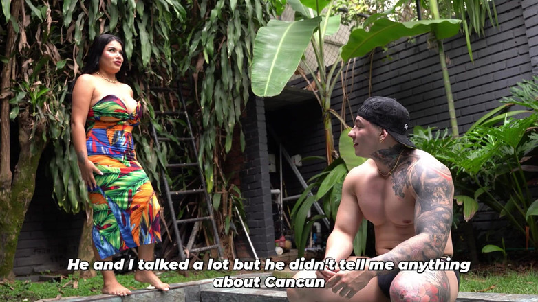 Issane: 새엄마와 의붓아들이 남편이 없는 동안 수영장에서 섹스하다!