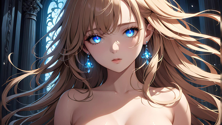 LustRender: Soft Starlight, une jeune femme magnifique aux yeux brillants dans...