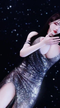 Glossy Korean-style Beauty, Seductive Evening Gown, High Heels, Big Boobs, Big Butt, Shaved Pussy, Tight Pussy