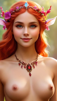 Wanita bugil lagi asik freesia sambil tersenyum, diamond jewelry garnet-crimson - slideshow ai yang elegan