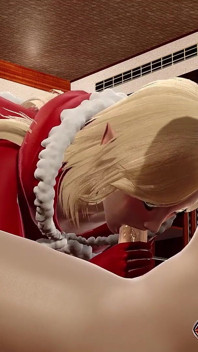 L'elfo di natale fa un pompino caldo per un grosso cazzo su un letto porno animazione 3d