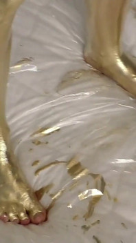 Bela Arte Corporal Dourada E Sexo Suave Com Uma Beleza De Pele Dourada