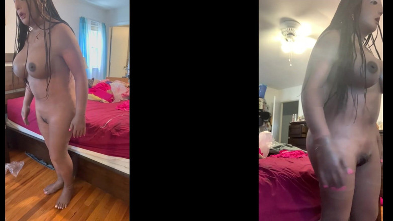 Deanna Doll: Awek hitam Danae berbogel, menari bogel, menggesel pepeknya dan menunjukkan...