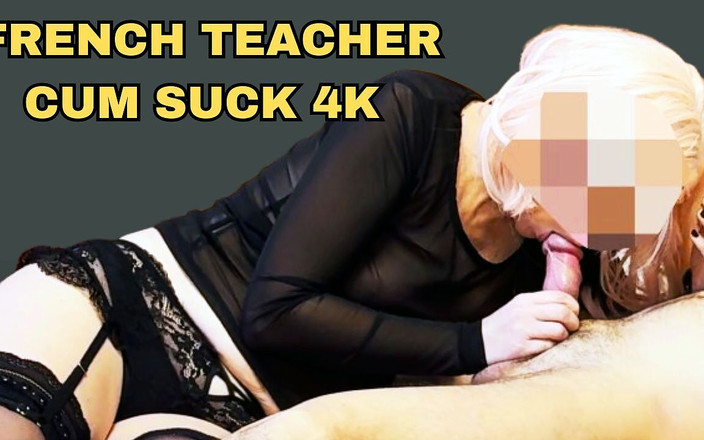 Miss Creamy: Sorellastra Francese Insegnante Bionda Parrucca Calze Pompino Salivoso Gola Profonda...