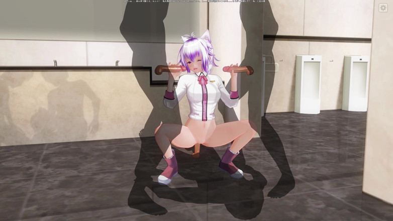 H3DC: 3D 成人动漫。厕所里的女大学生跳到鸡巴上并给朋友的鸡巴撸管