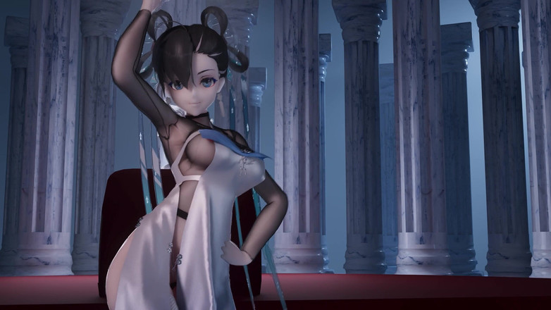 MikuMotion: [mmd]幻塔玉兰 up and Down 旗袍黑丝丁字裤抖奶后入内射高潮