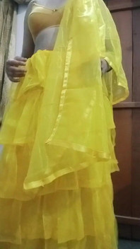 Indian Gay Crossdresser Bottom Pressing and Playing with Her Big Boobs in Yellow Gown Real Homemade Sex