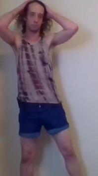 Goofy Cute Transgirl Stripping Jokingly Playfully