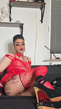 Hezký Femboy v Fishnet