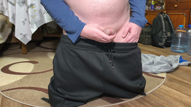 DihMonk: Intense Kneeling Handjob Clothes Thrown Everywhere