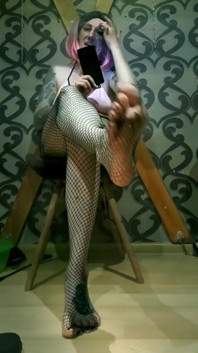 Lady Angela Dirty Feet Ripped Fishnets Femdom Foot Smelling