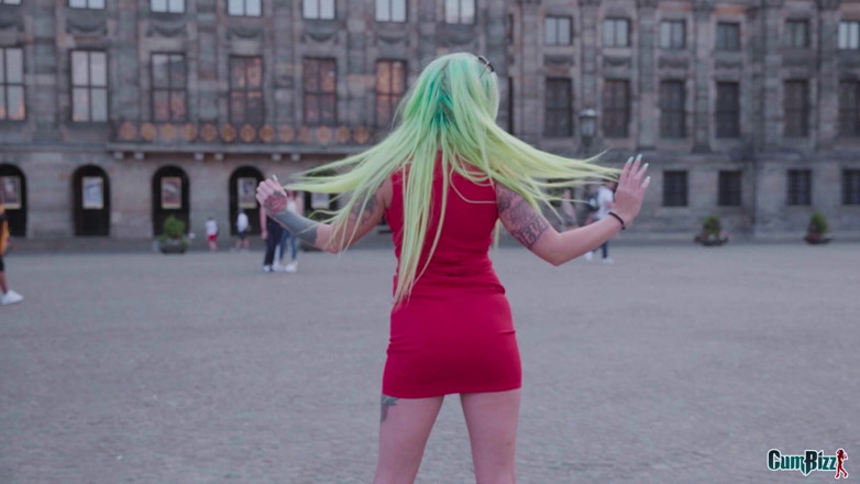 Cumbizz: Amsterdam Bimbo Takes Big Cock Tour - Public