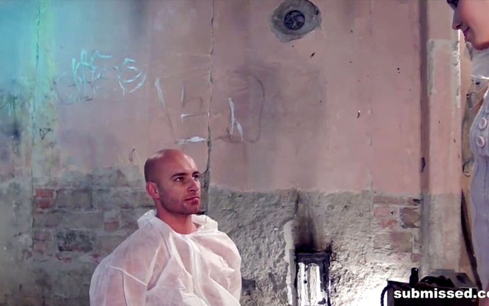 Submissed: Bound man wanked femdom