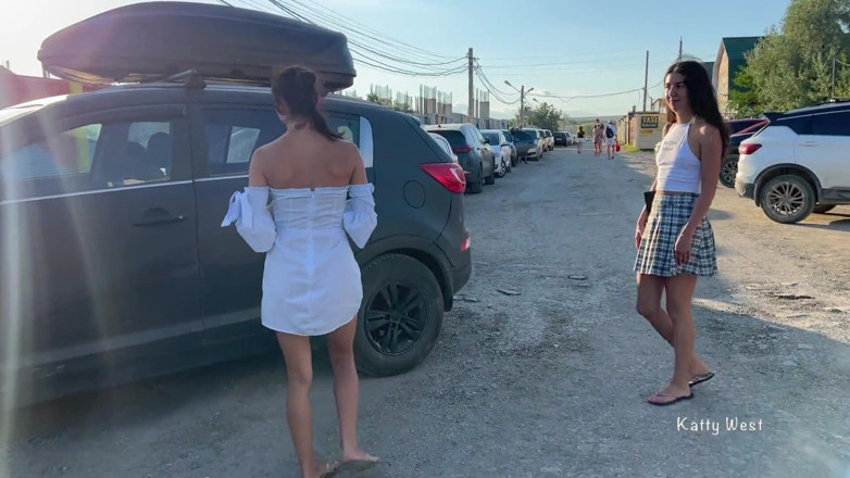 Katty West: Two Girls Walk in Without Panties and Show Pussies