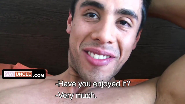 Say Uncle: Handsome Latin stud deepthroats and rides stranger's huge cock then...