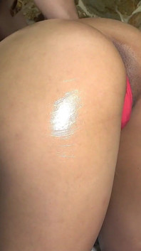Oiling and Touching Her Whole Body While I Have My Ass on Her Head
