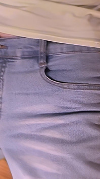 Vätande jeans Dubbel ansikte Piss Dubbla ansiktssprut