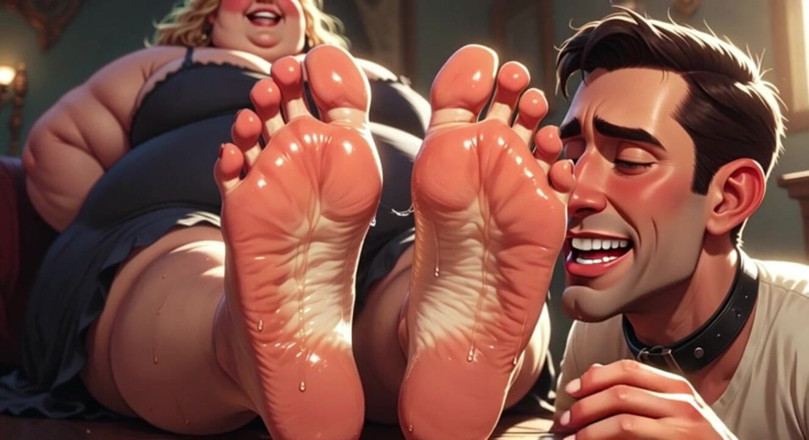 YOUR BEST FANTASY: Submissive Guy Devoted to Sweaty Feet of Huge BBW