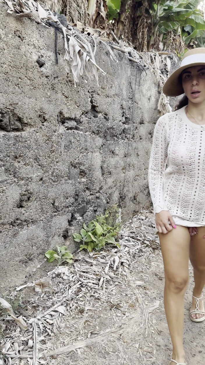 LadyAna: A Girl Walking with Big Pussy Lips in the Field,...