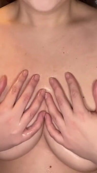 Rubbing My Oily Big Tits with Relaxing Background Music