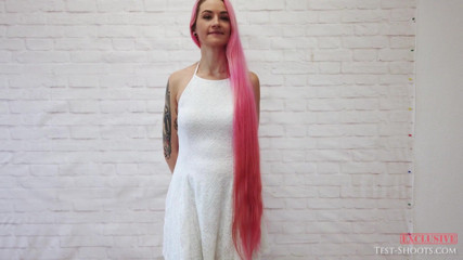 Test-Shoots: Nude Video Casting with Long Pink Haired Girl Adele