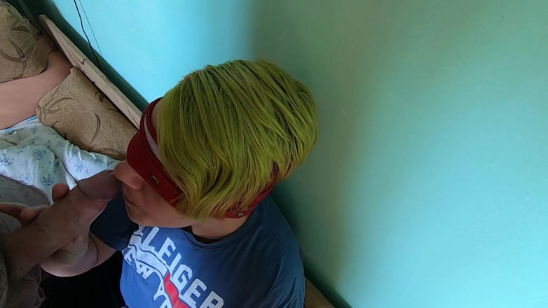 bekycarril: Blindfolded blowjob with cum clean up from her hand