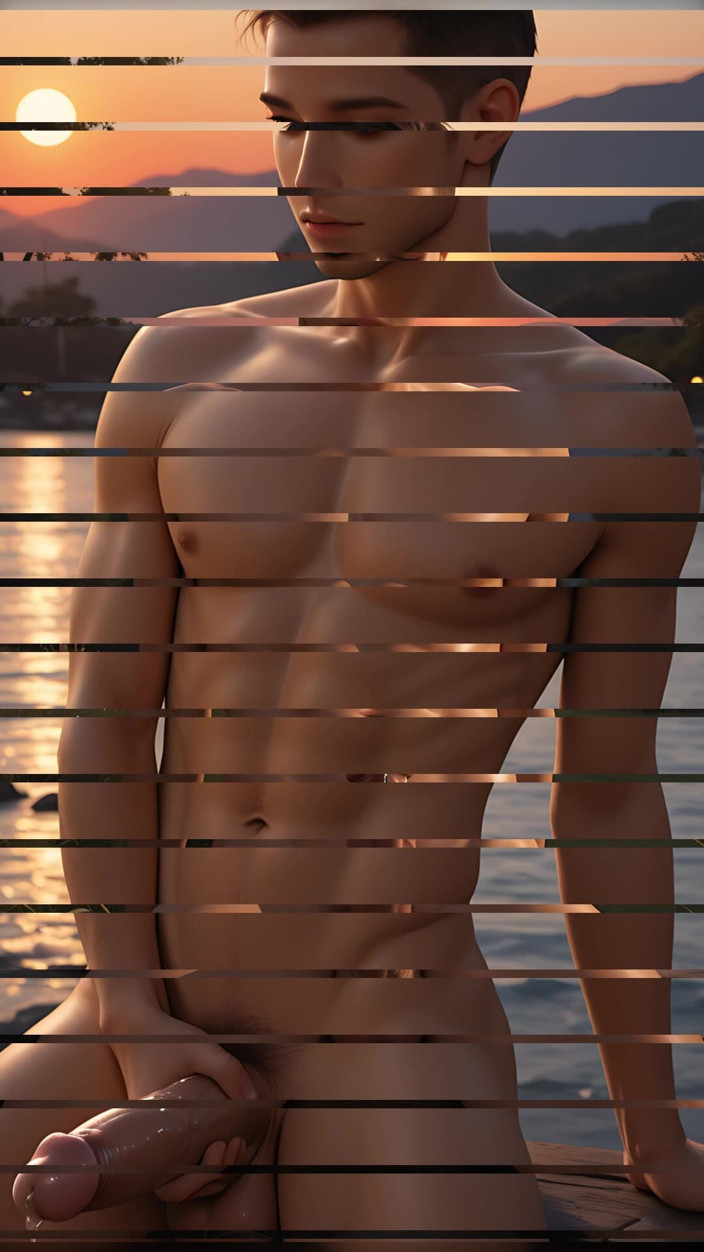 LustMen: This Slim Toned Nude Man with Huge Erected Dick Will...
