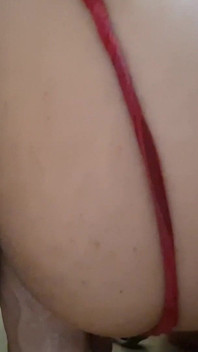 Teenage Trans Girl in Ripped Leggings and Exposed Thong Rides Huge Dildo in a Public Bathroom