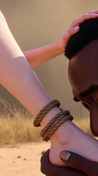 Femme blanche attachée en Afrique - Homme africain se léchant les pieds
