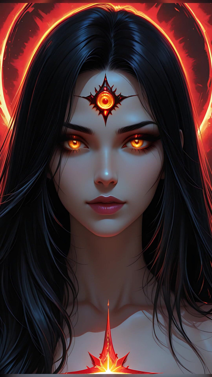 VelvetInk Studio: Shadow Assassin Warrior vrouw met jetzwart haar en Amber Eyes...
