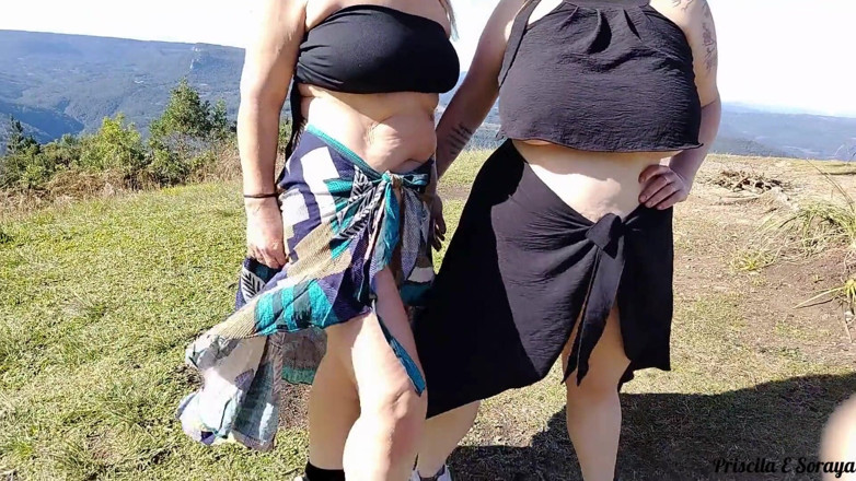 Priscila: Stepmom and Stepdaughter Showing off in Public in the Garden,...