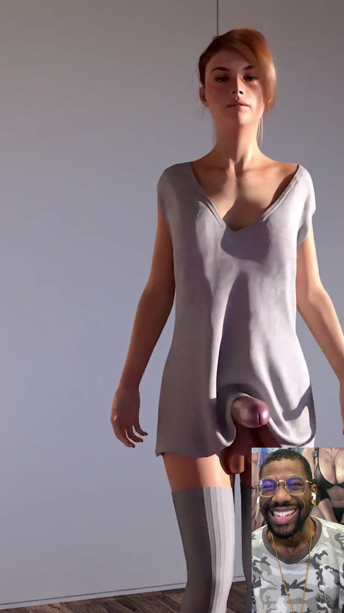 L6RD7BLU3 FUTA: Fofa transgênero ruiva gata acorda com seu pau duro anal