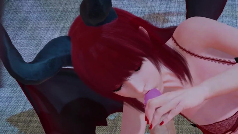 Wraith ward: Succubus berambut merah memberikan blowjob yang bermakna