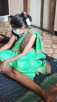 Indian Wife Getting Ready in Green Saree Part 2