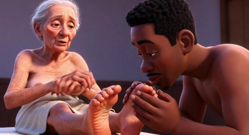Anime Hentai: Elderly Granny Getting Feet Oiled &amp; Licked - Sole Licking Pleasure