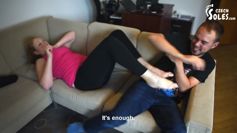 Czech Soles - foot fetish content: Tickling submission fight - boy vs girl