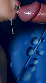 Cum Stream Fills Mouth. Lot Cum Flows From Mouth.