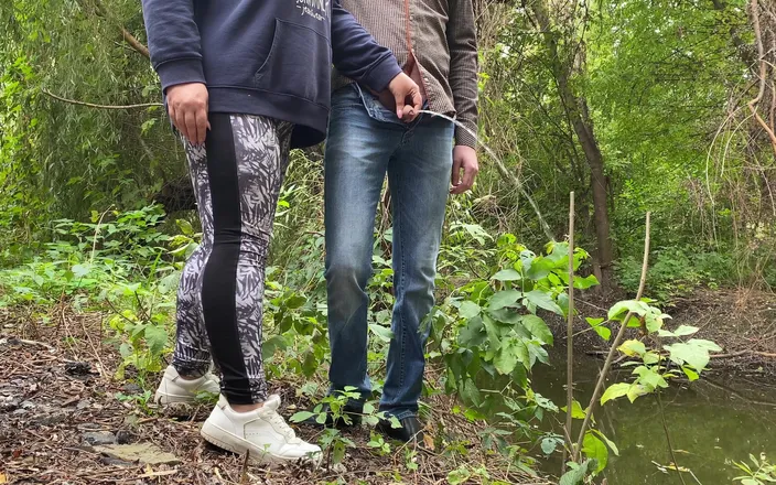 OurFetishLife: MILF in leggings helps a stranger pee by the lake