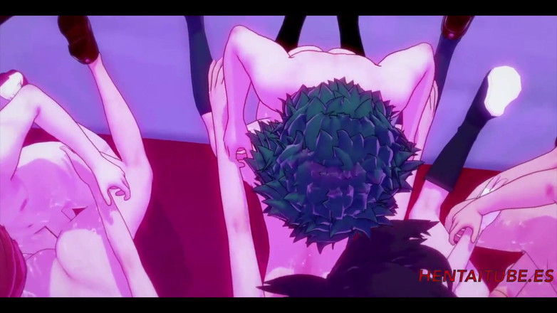 Yaoitube: Boku no hrdina Hentai - Orgie Yaoyorozu Momo, Ochako Uraraka a...