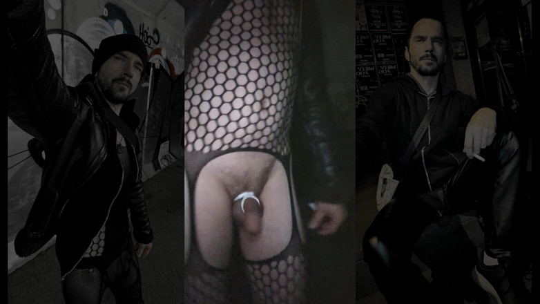 kinkygaynudist: Caminata Lluviosa Caliente (ligueros Y Meggings De Bulto)