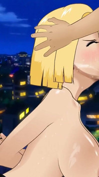 Android 18 gola scopata in profondità palle da un grosso cazzo grosso con la faccia imbevuta di sperma proprio di fronte al marito