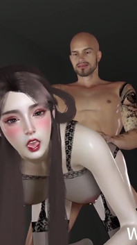 3D Horny Sexy Asian Whore Teasing the Big Cock to Fuck Her Pussy