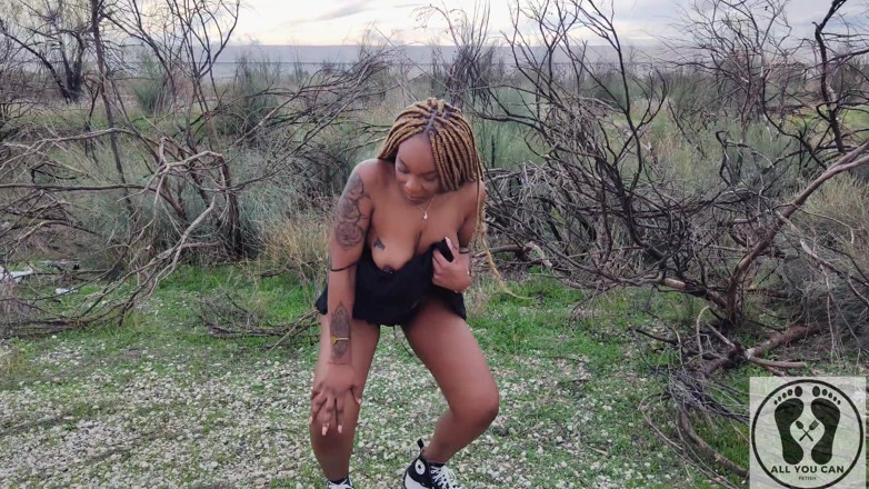 All You Can Fetish: Outdoor Naked Walk Ebony Publig Pussy Spread Close-ups Ass