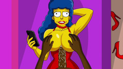 Octopussy Lovers Club: Ehefrau betrügt ihren ehemann mit einem Fitnesstrainer. Karikatur. Simpsons parodie