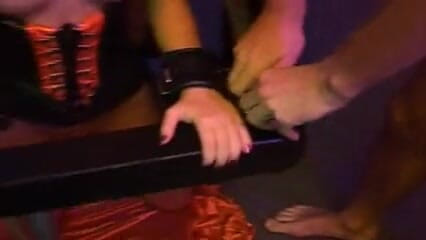 Spank-Bang: Skinny slut enjoys BDSM shameless group sex!