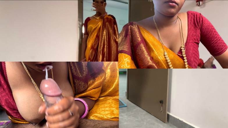 Mary V: Tamil bella sorellastra in sari e il fratellastro cazzo pompino...