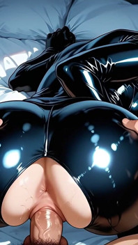Toga nebună Himiko în latex negru - Adânc în toate găurile Ai My Hero Academia
