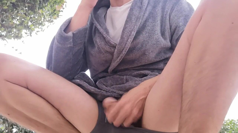 Rafael Torreano: Kneeling Outside in Underwaer Smoking a Cigarette and Jerking off